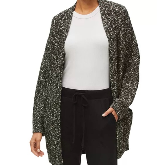 Michael Stars Black & White Lida Knit Duster Cardigan Long Sleeve Oversized S - Picture 4 of 4